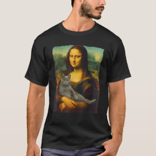 Mona Lisa Grey Cat Art Funny Gifts Cat Lover Cat M T-Shirt