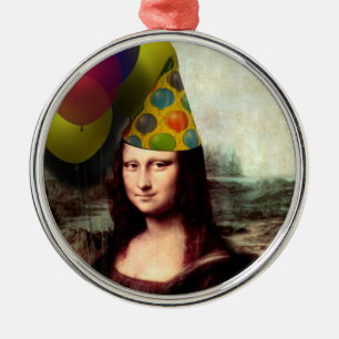 Mona Lisa Happy Birthday Party Hat Metal Tree Decoration