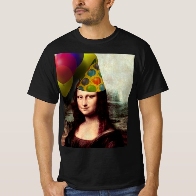 Mona Lisa Happy Birthday Party Hat T-Shirt (Front)