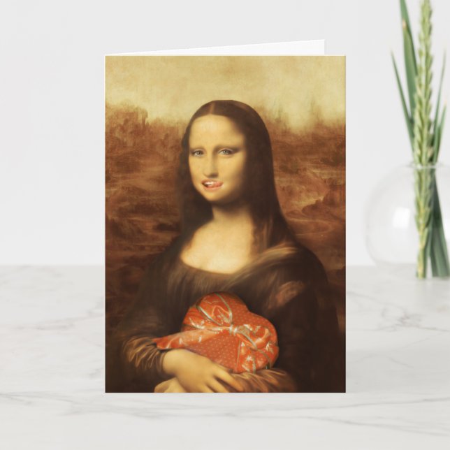 Mona Lisa Heart Valentine's Day Kiss Holiday Card (Front)