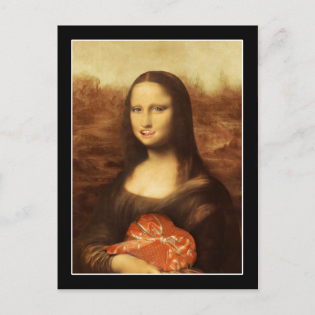 Mona Lisa Heart Valentine's Day Kiss Holiday Postcard (Front)