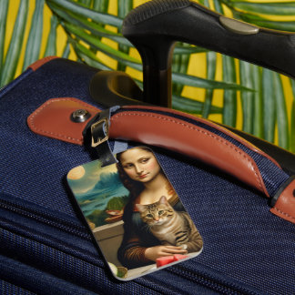 Mona Lisa &her cat  -  Summer vibes \ Luggage Tag