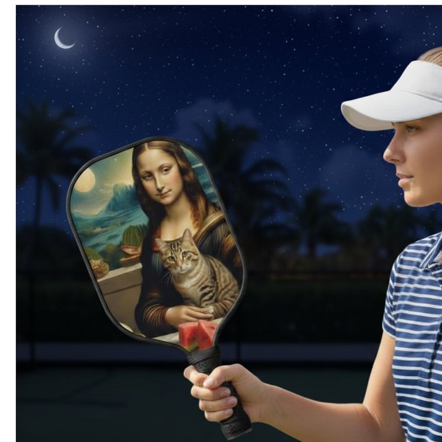 Mona Lisa &her cat  -  Summer vibes \ Pickleball Paddle (Creator Uploaded)