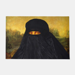 Mona Lisa Hidden Behind Burqa Doormat