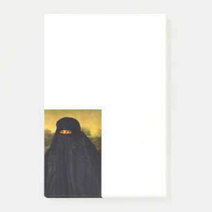 Mona Lisa Hidden Behind Burqa Post-it Notes