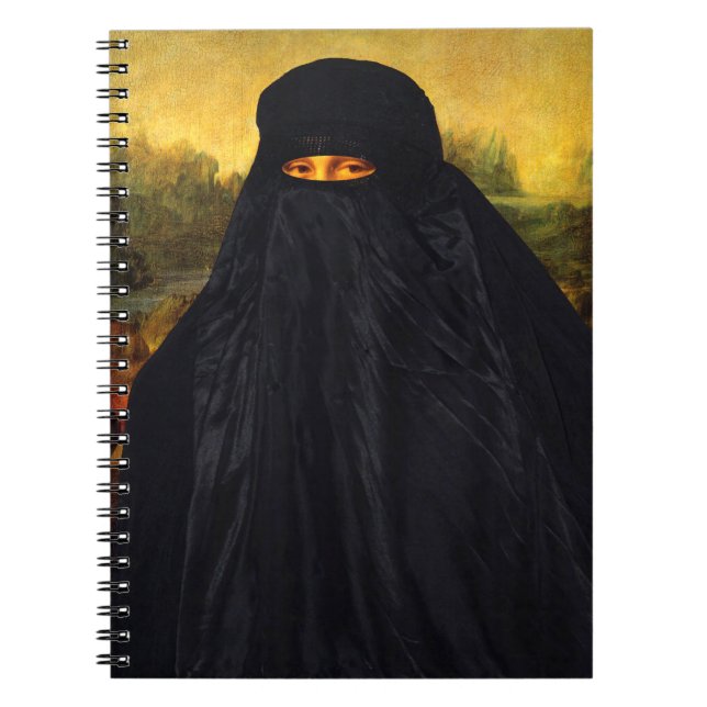 Mona Lisa Hidden Behind Burqa Spiral Notebook (Front)