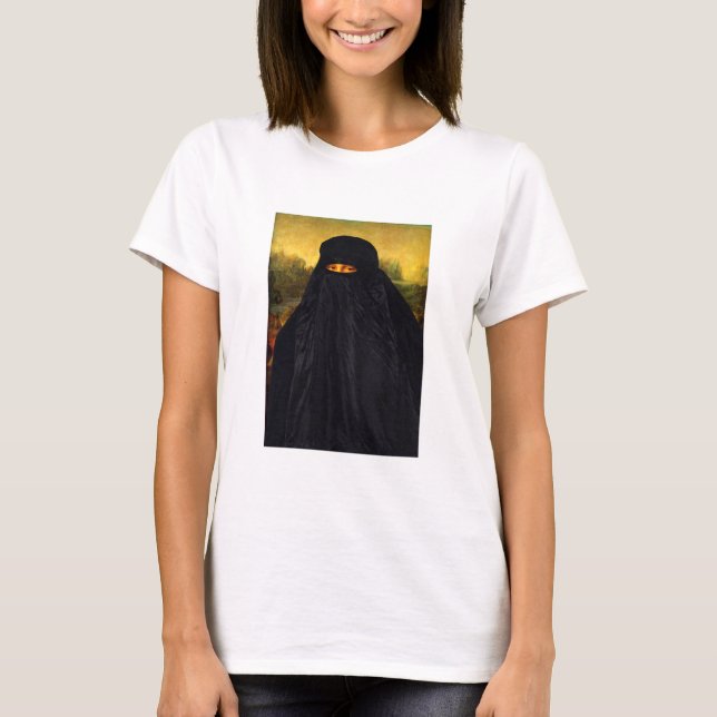 Mona Lisa Hidden Behind Burqa T-Shirt (Front)