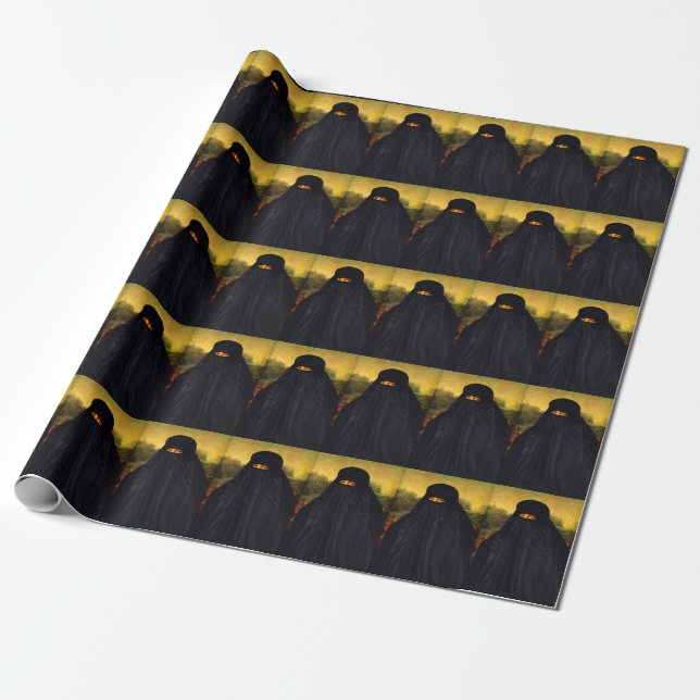Mona Lisa Hidden Behind Burqa Wrapping Paper (Unrolled)