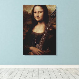 Mona Lisa holding a guitar (Guitarist) Guitar love Canvas Print