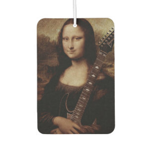 Mona Lisa holding a guitar (Guitarist) Guitar love Car Air Freshener
