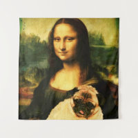 Mona Lisa holding a pug, Pug lovers pet
