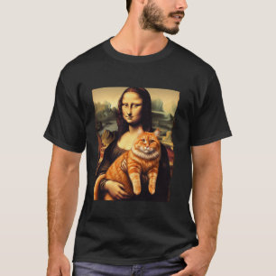 Mona lisa holding cat kitty for cats lover cat dad T-Shirt