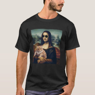 Mona Lisa Holding Cat Kitty Funny Cats Lover Cat D T-Shirt