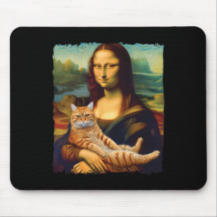 Mona Lisa Holding Cat Portrait Art Painting Kitty Mouse Pad