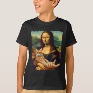 Mona Lisa Holding Cat Portrait Art Painting Kitty T-Shirt