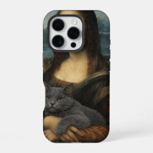 Mona Lisa Holding Elegant Gray Cat iPhone 16 Pro Case