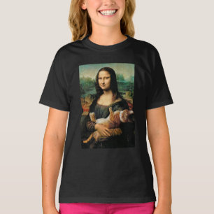 Mona Lisa holding her cat Cat lovers  T-Shirt