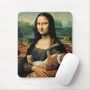 Mona Lisa holding her cat Leonardo da Vinci Mouse Pad