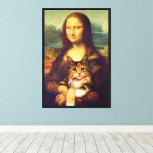 Mona Lisa holding her cat pet Leonardo da Vinci Canvas Print