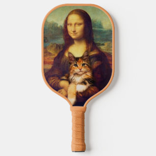 Mona Lisa holding her cat pet Leonardo da Vinci Pickleball Paddle