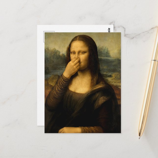 Mona Lisa Holding her nose No 2 Postcard (Front/Back In Situ)
