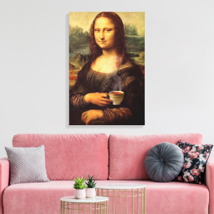 Mona Lisa holding hot tea Leonardo da Vinci Canvas Print