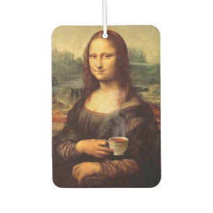 Mona Lisa holding hot tea (Leonardo da Vinci) Car Air Freshener