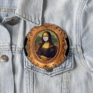 Mona lisa in a surgical mask leonardo da Vinci 10 Cm Round Badge