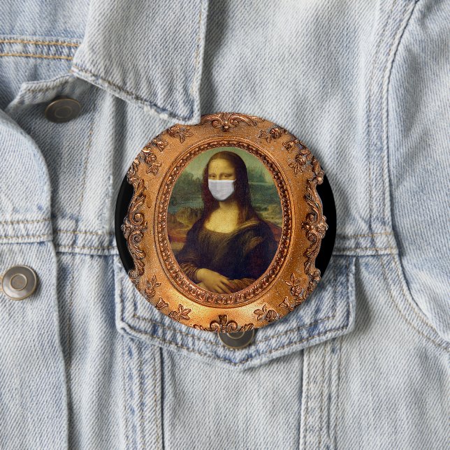 Mona lisa in a surgical mask leonardo da Vinci 10 Cm Round Badge (In Situ)