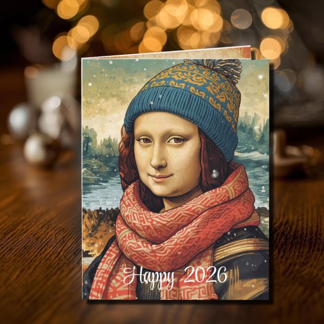 Mona Lisa  in beanie  - Happy 2026 Card (Creator Uploaded)