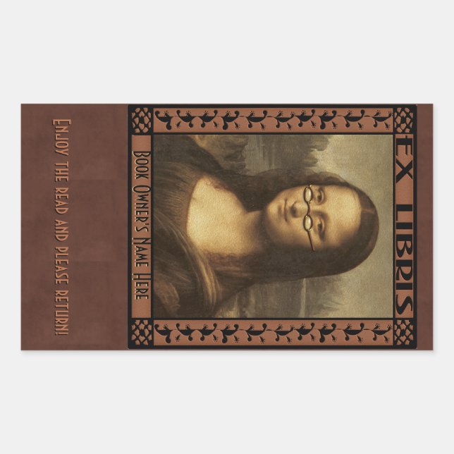 Mona Lisa in Reading Glasses (Personalised) Rectangular Sticker (Front)