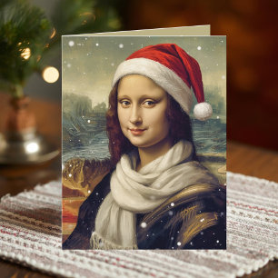 Mona Lisa in Santa hat -funny quote Card