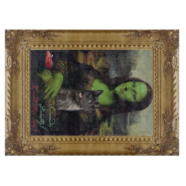 Mona Lisa in the wizard of oz parody cutting board (Front)