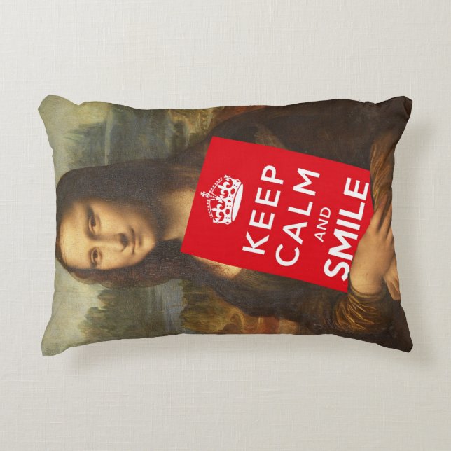 Mona Lisa Keep Calm And Smile Decorative Cushion (Front)