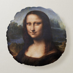 Mona Lisa & Leonardo da Vinci /vintage Italy Round Cushion