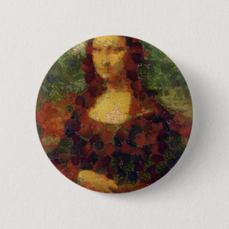 Mona Lisa Lettuce Fine Art Vegan Parody 6 Cm Round Badge