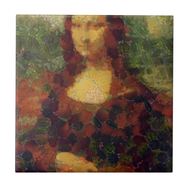 Mona Lisa Lettuce Fine Art Vegan Spoof  Tile (Front)