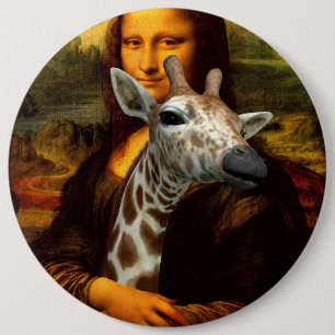 Mona Lisa Loves Giraffes 6 Cm Round Badge