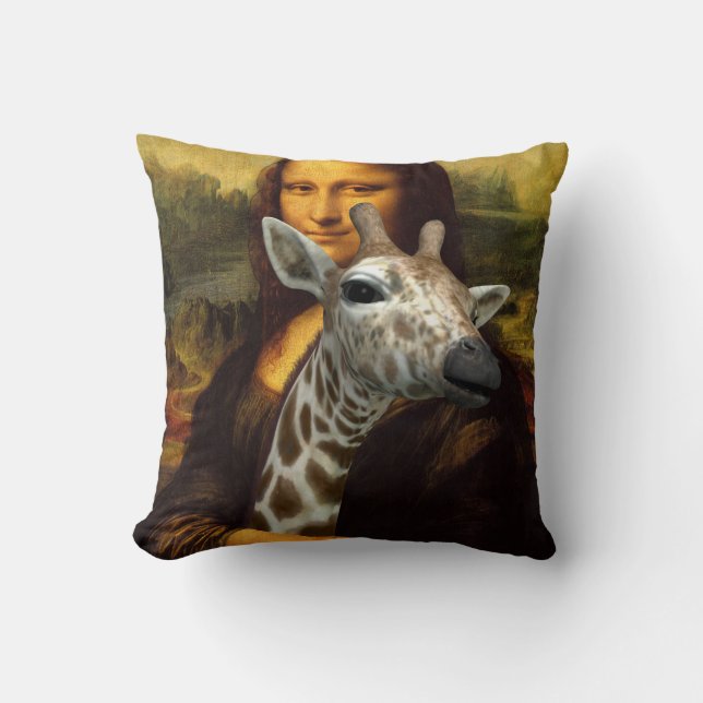 Mona Lisa Loves Giraffes Cushion (Front)
