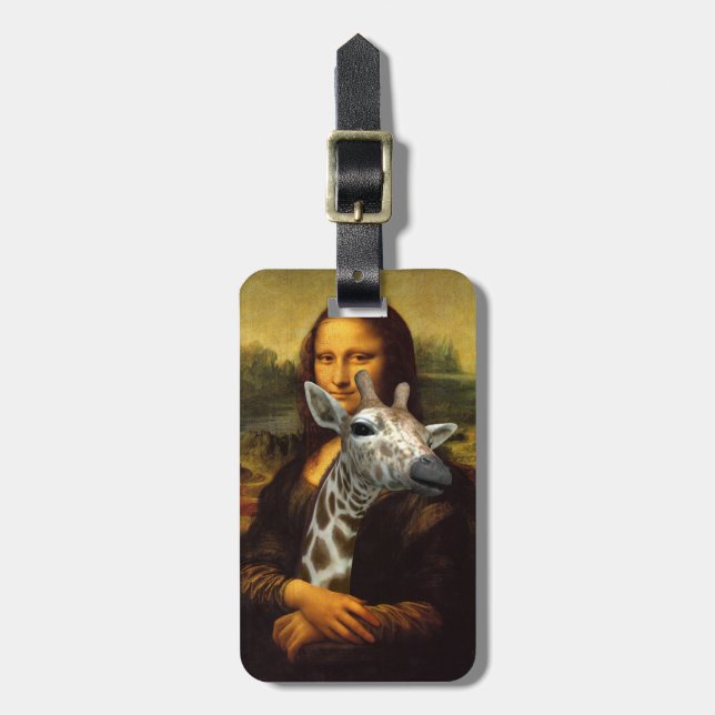 Mona Lisa Loves Giraffes Luggage Tag (Front Vertical)