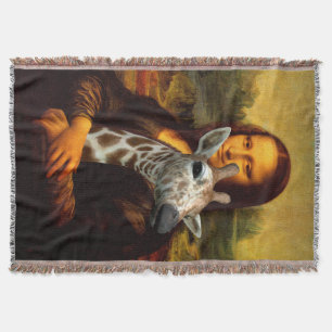 Mona Lisa Loves Giraffes Throw Blanket
