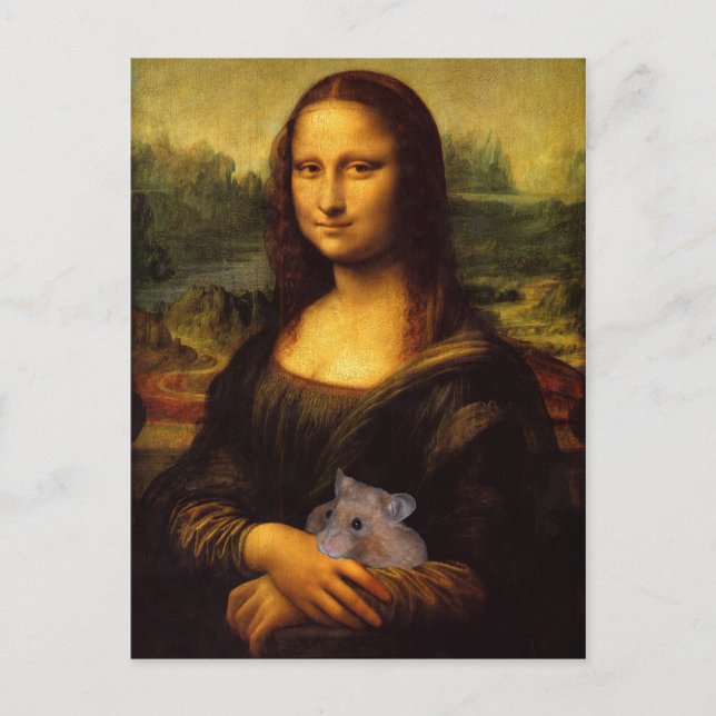 Mona Lisa Loves Her Hamster Postcard (Front)