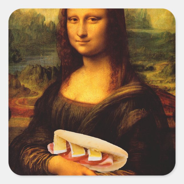 Mona Lisa Loves Paninis Square Sticker (Front)