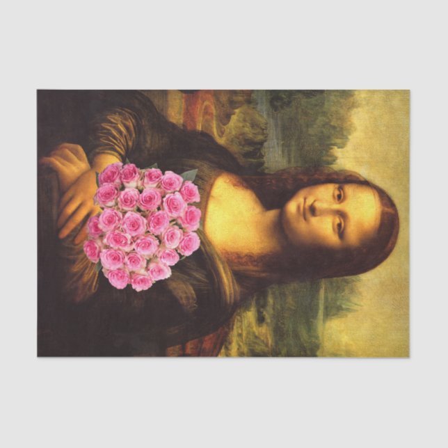 Mona Lisa Loves Roses Tissue Paper (Front)