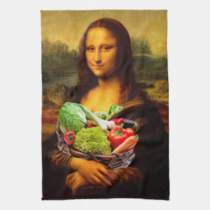 Mona Lisa Loves Vegetables Tea Towel