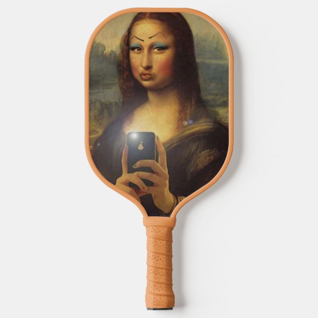 Mona Lisa making a funny face with makeup Da Vinci Pickleball Paddle (Front)