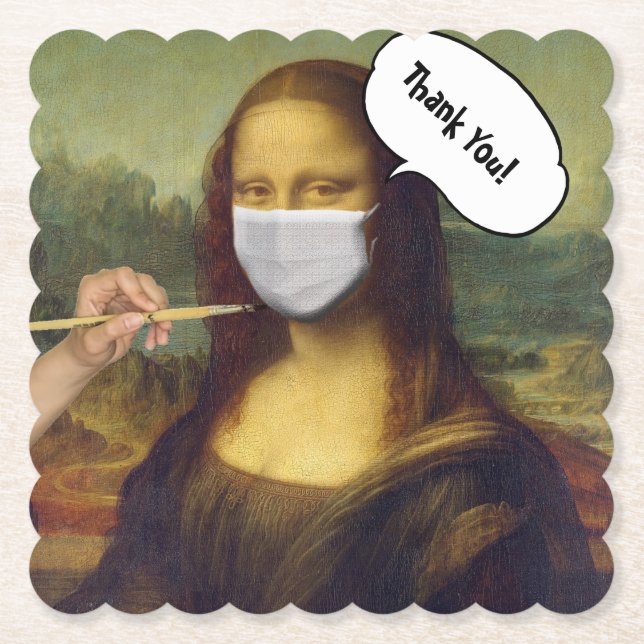 Mona Lisa masked Paper Coaster (Front)