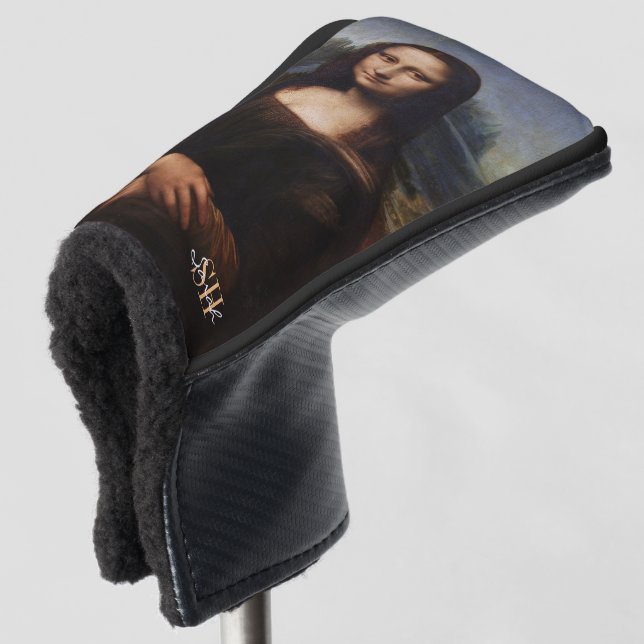 Mona Lisa & monogrammed Golf /Leonardo da Vinci Head Cover (3/4 Front)
