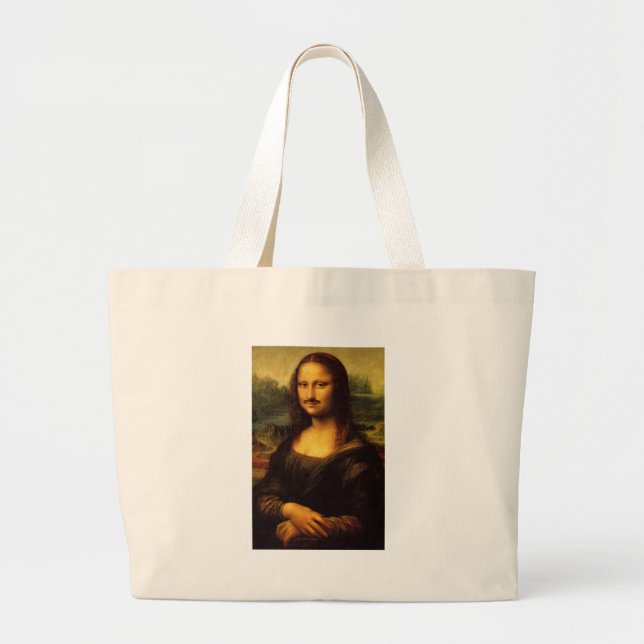 mona lisa moustache large tote bag (Front)