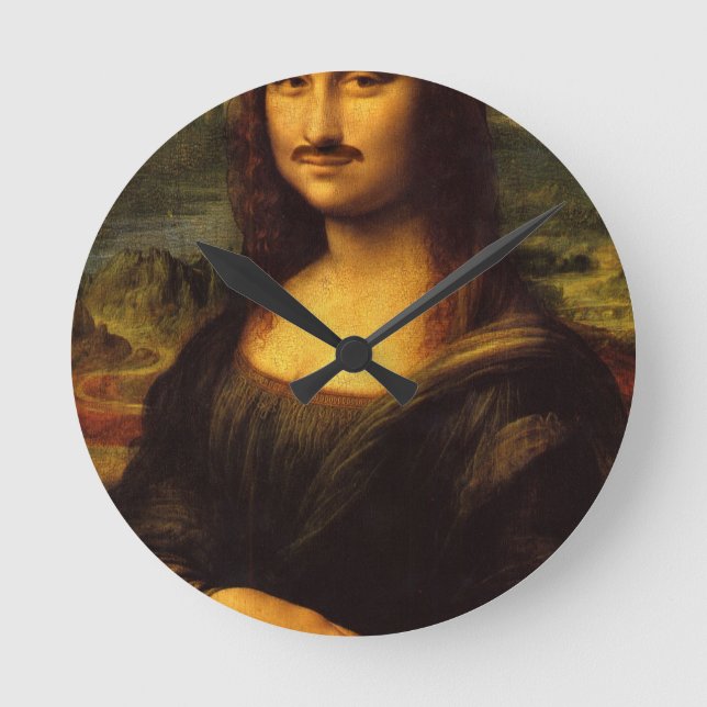 mona lisa moustache round clock (Front)